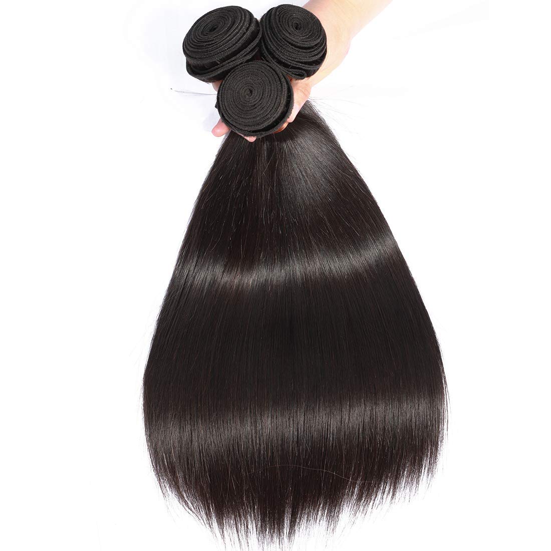 ANGIE QUEEN Unprocessed Brazilian Virgin Hair Straight Hair 3 Bundles Weaves Virgin Human Hair Extensions Natural Color (100+/-5g)/pc (20" 22" 24") Can Be Dyed and Bleached