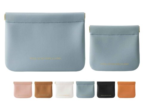 NICLNGSH 2 PCS Small Cosmetic Bag for Purse, Organosilicon Super Fiber Leather Mini Makeup Bag Coin Purse for Women, Snap Closure Travel Makeup Pouch for Lipstick Jewelry Key Change (Blue)