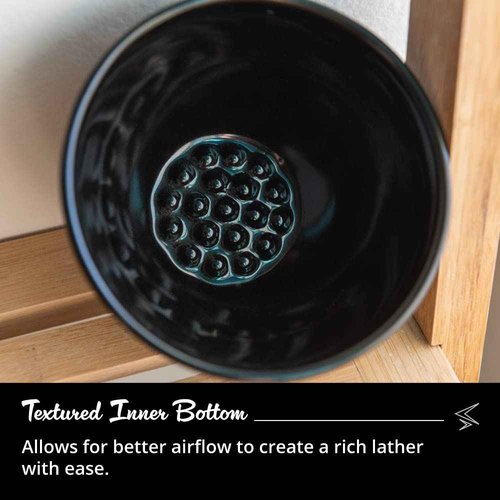 ROYAL SHAVE Ceramic Textured Shaving Bowl – Shave Soap & Shaving Cream Dish, Textured for Rich Lather – LARGE (Black)