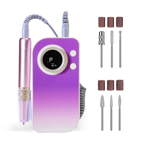 Goodoo Portable Nail Drill Electric File, Professional Rechargeable Nail Drill 35000 RPM with LCD Display for Acrylic Gel Nail, Manicure Pedicure Polishing Nail Grinder for Salon Home Use