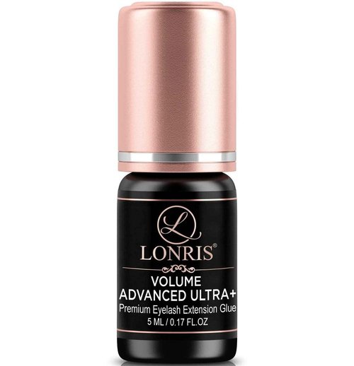 7-8 Weeks Retention/Eyelash Extension Glue Volume Advanced Ultra+ LONRIS Lash 5 ml/1-2 Sec Drying time/Maximum Bonding/Semi-Permanent Extensions Supplies/Professional Use Only Black Adhesive