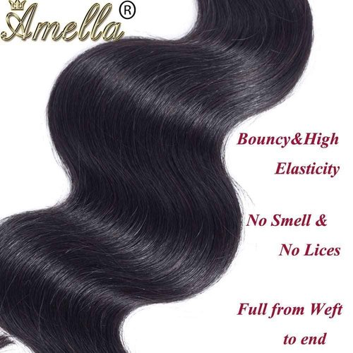 Amella Hair Brazilian Body Wave One Bundle 22inch 100% Unprocessed Brazilian Virgin Natural Black 8A Body Wave Human Hair Weft