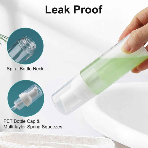 Cosywell Foam Soap Dispenser 2oz 2 Pack TSA Approved Empty Travel Pump Dispenser for Hand Soap Foaming Lash Shampoo for Cleanser, Dispenser(Clear+Pink)