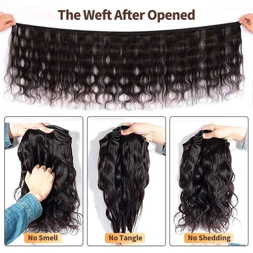 12A Body Wave Bundles Human Hair 20 Inch 1 Bundle 100% Unprocessed Brazilian Virgin Hair Quick Weave Single Body Wave Human Hair Real Raw Bundles Deals Hair Extensions Natural Black
