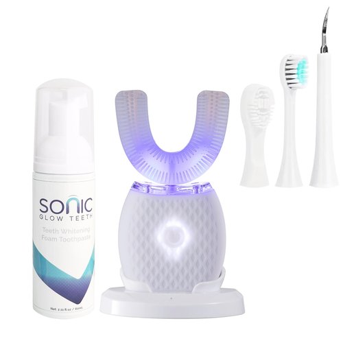 Ultrasonic Toothbrush for Adults - Automatic Electric Toothbrush with Soft Bristles & 30s Timer Rechargeable Portable Design with Wireless Charging Waterproof & Washable for Travel & Home Use (White)