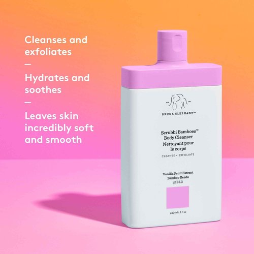 Drunk Elephant Scrubbi Bamboes Body Cleanser - 240 ml/8 fl oz - Sulfate-Free Body Scrub Wash - Clean Clinical Skincare - Cruelty-Free - Dermatologist Tested - Free of Essential Oils, Silicones, SLS