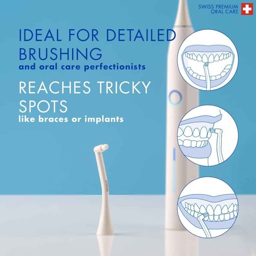 Curaprox Hydrosonic Brush Heads Single Duo – for Precision Cleaning of Braces, Implants & Gum Line | Sonic Toothbrush Replacement Heads, 2-Pack | Swiss Made