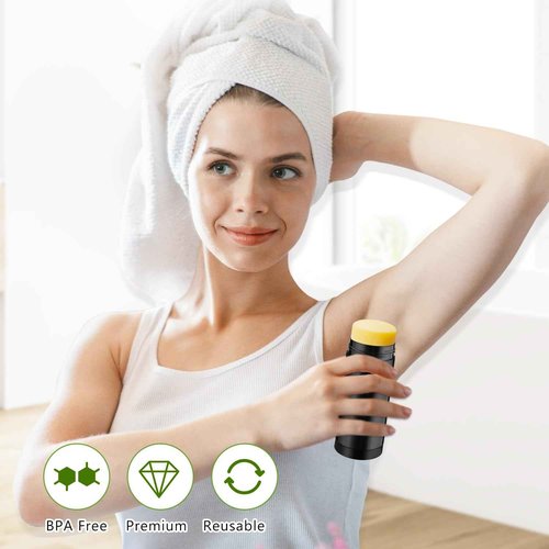 12 Pcs 60ml/2oz Deodorant Containers Plastic Twist Up Filling Bottle Deodorant Holder Stick for Crayon Chapstick Sunscreen Lotion Bar - Black