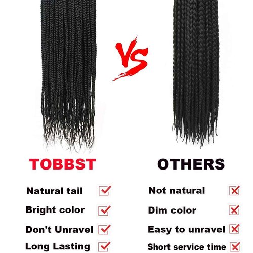 38 Inch Crochet Box Braids Pre Looped 7 Packs Box Braid Goddess Box Braids Crochet Hair Extensions Straight Crochet Hair For Women Crotchet Braid Hair Bundle (38 Inch（Pack of 7）, 1B#)