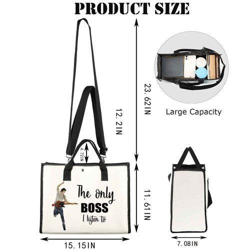 JNIAP Singer Fans Cosmetic Makeup Bag Rock Music Lover Gifts The Only Boss I Listen To Music Zipper Pouch Bag Singer Merchandise (only boss tote)