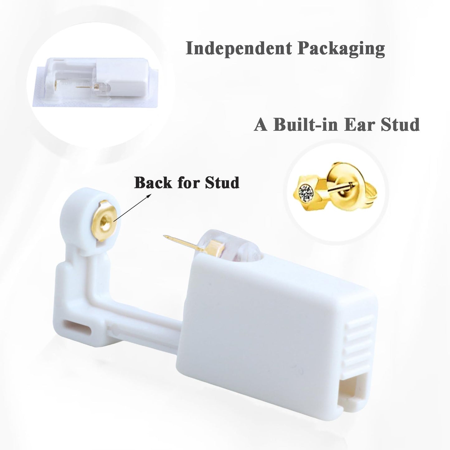 Ear Piercing Kit-18 PCS Disposable Self Ear Piercing Gun Piercing Tools with Gold Earrings Stud Ear Hole Cleaners