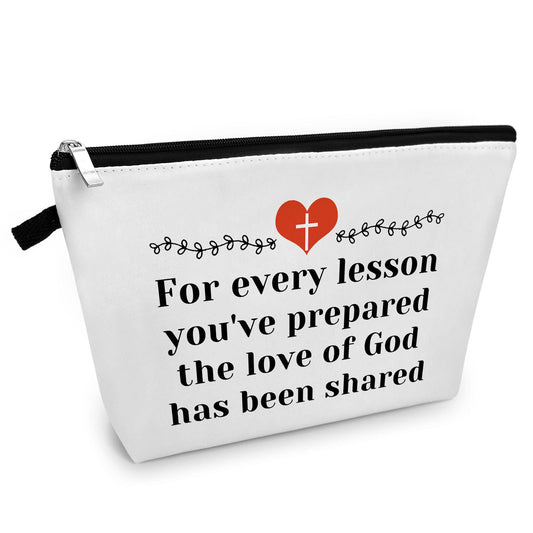 Sunday School Teacher Gift for Women Makeup Bag Teacher Appreciation Gift Christian Gift for Her Religious Bible Verse Gift Birthday Gift for Teacher Christmas Graduation Gift Travel Cosmetic Pouch