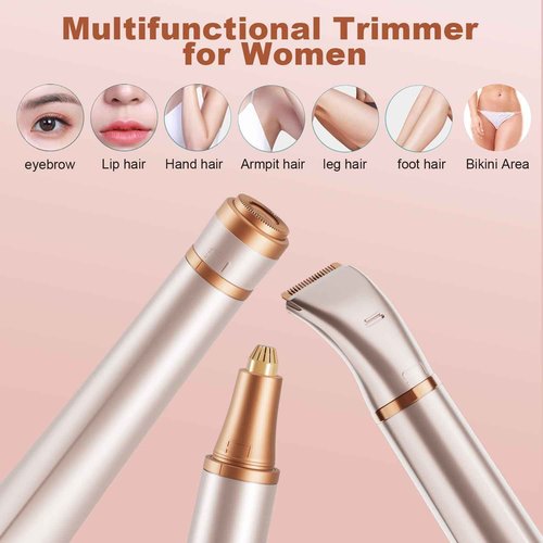 3 in 1 Women Face Shaver, Electric Eyebrow Trimmer Women Facial Hair Remover Waterproof Rechargeable Electric Shaver Razors for Face Nose Eyebrow Beard Mustache Arm Leg Armpit