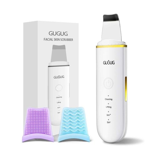 GUGUG 2-Pack Facial Spatula Set 4 Mode Skin Scrubber & Pore Cleaner for Blackhead Removal (White + Purple)