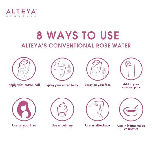 Alteya Organics Rose Water Natural Facial Toner, 17 Fl Oz/500mL Pure Bulgarian Rosa Damascena Flower Water,Award-Winning Moisturizer BPA-Free Bottle with Reducer