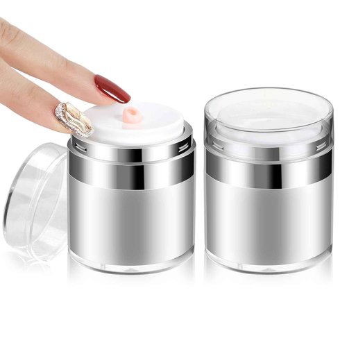 Jaisie.W Airless Pump Jar 1.7oz 2Pack, 50ml Airless Bottles, Acrylic Moisturizer Pump for Thick Cream