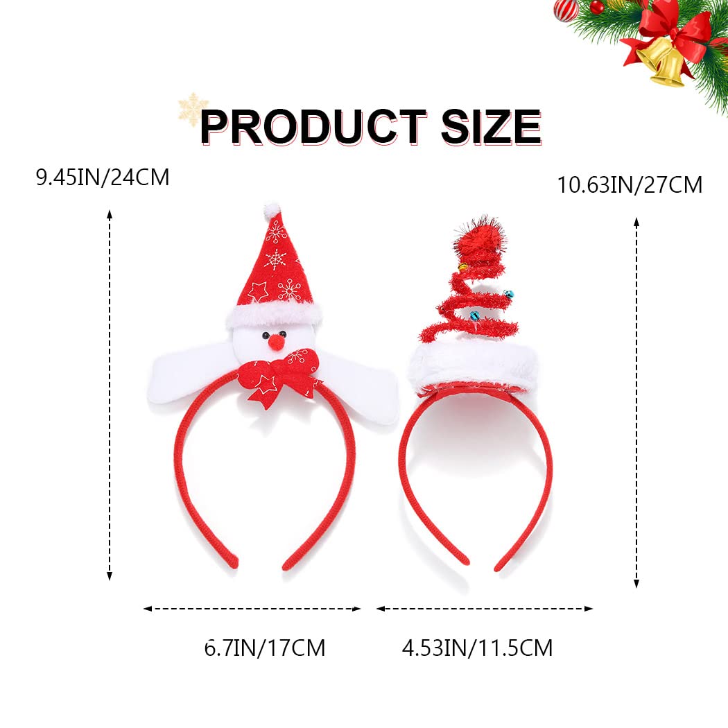 Werhonton Christmas Headband Xmas Headbands Santa Tree Headwear Holiday Snowman Hair Accessory for Women and Girls (2pcs)…