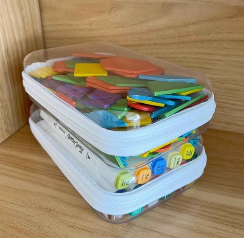 Dressica Clear Hard Shell Zipper Case, Upgraded Thicker Transparent Plastic Bins for Organizing, See Through Zipper Pouches Makeup Case, Lidded Storage Bins Organizer for Storage Cosmetics (S+S)