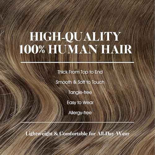 SIYUSI Clip in Hair Extensions Real Human Hair, 100% Brazilian Remy Human Hair Clip Ins, Invisible & Scalp-Friendly, Natural Black Mixed Chestnut Brown,7Pcs 4.23oz, 22 Inch