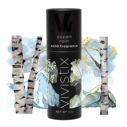 Vivistix Solid Perfume Stick | Aspen Rain scent | Portable, clean, fresh, rain, aquatic travel perfume | Made in the USA | no parabens, phthalates, or preservatives