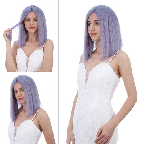 Lace Front Bob Wigs Human Hair Colored Straight Hair Lace Closure Wigs 150% Density Natural Pre Plucked Hairline with Baby Hair Bleached Knots 14 Inch (Violet)