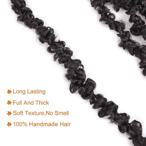 ZRQ Butterfly Locs Crochet Hair Short 6 Packs Black Crochet Bob Hair 12 Inch Messy Distressed Faux Locs Crochet Braids Pre-twisted Soft Locs Hair for Women #1B
