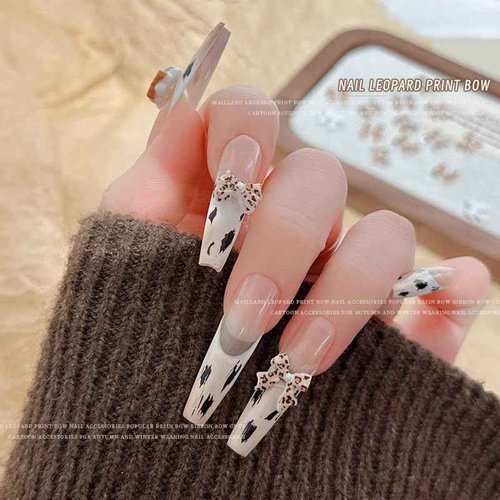 KACHIMOO 60 PCS Bow Charms Leopard Print Bow Nail Charms 3D Nail Charms for Acrylic Nails for Nails Design and DIY Crafts Decoration