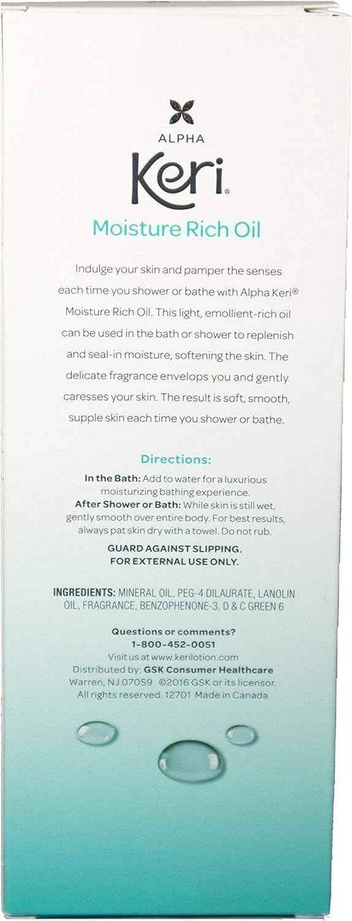 Keri Moisture Rich Shower Bath Oil, Clear, 8 Ounce (Pack of 2)