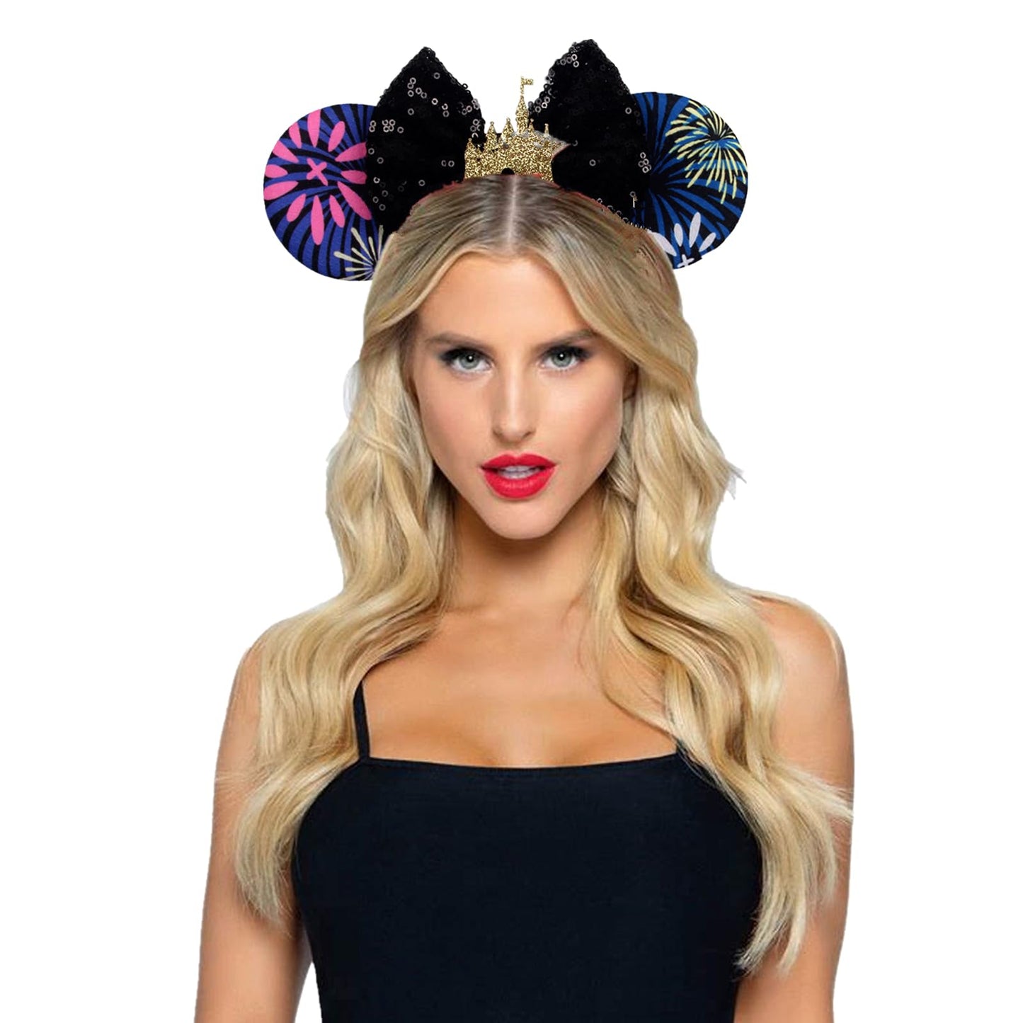 JOYFISCO Mouse Ears Headbands Shiny Bow Mouse Ears Headband Glitter Party Princess Decoration Cosplay Costume for Women Girls