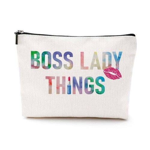 Boss Lady Cosmetic Bag - Gifts for Women: Appreciation, Retirement, Friends, Coworkers, Leader, Colleague, Girl Boss, Mentor - Makeup Bag & Pouch for Birthday, Christmas, Mother's Day