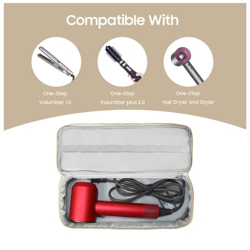 EPEDAL24 Dual Layer Travel Carrying Case, Quilted Shark Flexstyle Carrying Case for Revlon One-Step Hair Dryer/Hot Tool/Styler/Stylist, Compatible with Shark FlexStyle Attachments (Bag Only) Khaki