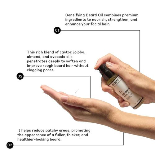 ZENAGEN Densifying Beard Oil | Nourish + Tame Castor Oil, Promotes Thicker Fuller Beard Growth, Nourishes & Softens Facial Hair, Lightweight Non-Greasy, Plant-Based, Vegan, All Beard Types, 1 oz