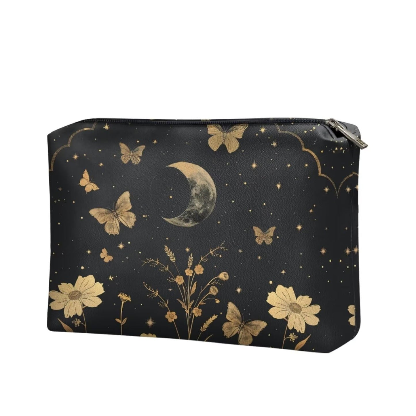 ELEDIZI Goth Moon Star Butterfly Makeup Bag for Purse Toiletry Bag for Women Aesthetic Womens Cosmetic Bag Travel Waterproof Skincare Bag with Zipper Travel Accessories for Women Carry On