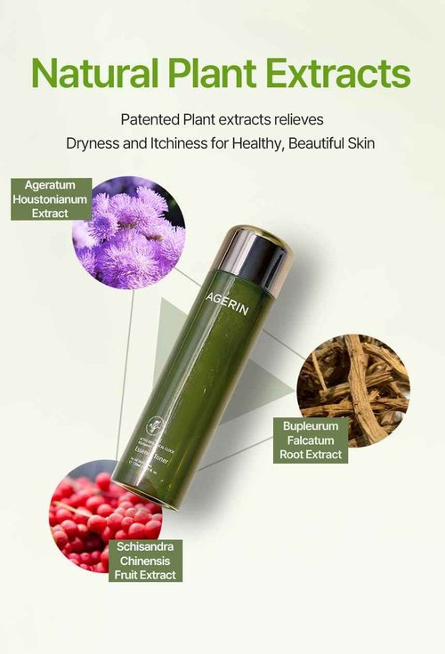 AGERIN Essence Toner with Ageratum for Sensitive and Dry Skin, Anti-Itch, Steroid Free, Skin Trouble Care, Calming Skin, Refreshing, Hydrating, Purifying, Cruelty Free, Vegan (4.39 Ounces)