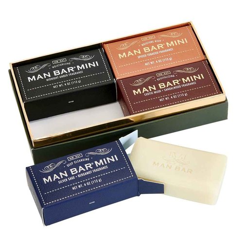 San Francisco Soap Co Man Bar Minis 4-Piece Gift Set - No Harmful Chemicals - Good for All Skin Types - Made in the USA
