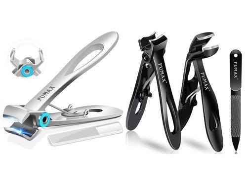 Nail Clippers for Men Thick Nails, Toenail Clippers with Wide Jaw for Thick Toenails, Angled Large Mess Free Toe Nail Clippers with Catcher, Heavy Duty Fingernail Clipper Cutter for Seniors