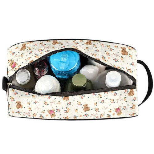 FZDXZJJ Travel Toiletry Bag for Women Girl,Waterproof Lightweight Makeup Cosmetic Bag Organizer with Handle & Zip Pockets Toiletries Bag for Gym,Beach - Cute Bear