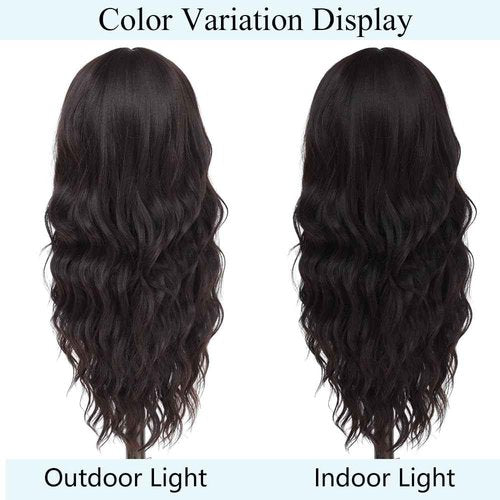 Long Brown Wig for Women Natural Looking Wavy Curly Synthetic Hair Wig Tangle Free Heat Resistant Comfortable for Daily Wear