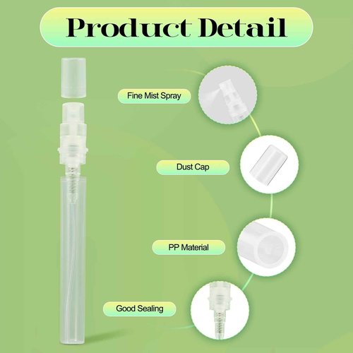 Cotchen 50Pcs Mini Spray Bottle 5ml, Small Travel Perfume Bottle Refillable with 10 Tools, Clear Plastic Small Atomizer Empty, Fine Mist Perfume Sample Spray Bottle for Travel Essential Oil Perfumes