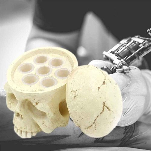Tattoo Ink Cups Holder, SOTICA Ink Caps Holder Stand Lots Design Hard Skull Resin Tattoo Ink Caps Cups Holder Stand for Permanent Makeup Tattooing Tool