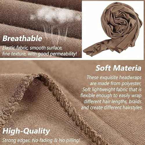 PWEOUKE Head Wraps for Black Women African Head Wrap Lightweight for Women Long Plain Turban Hair Scarf Scarves
