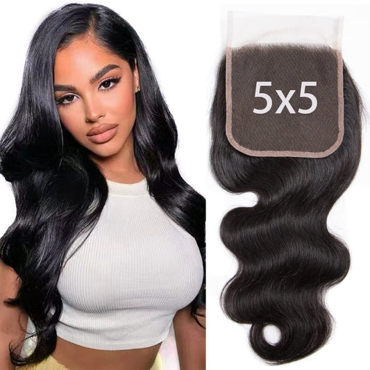 OLFORY 5X5 HD Lace Closure Human Hair 5X5 Lace Closure Free Part Body Wave Closure 12A Brazilian Virgin Human Hair Body Wave Closure Top Swiss Lace Closure 12 inch