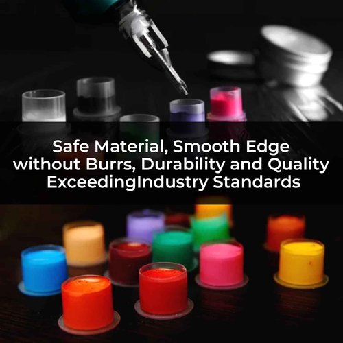 Denergy Tattoo Ink Caps with Base - Assorted 300pcs Clean Ink Cup for Tattoo Permanent Makeup Pigment Container - Tattoo Accessories, Ink, Supplies (#25#20#17)