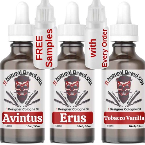 3 Bottle Sample Pack 11 Natural Anti-Aging Cologne Scented Beard Oils For All Men, Beard Growth and Conditioner | Dry Flaky Dandruff skin | Oily Skin (Avintes, Exclusive, Tobacco Vanilla)
