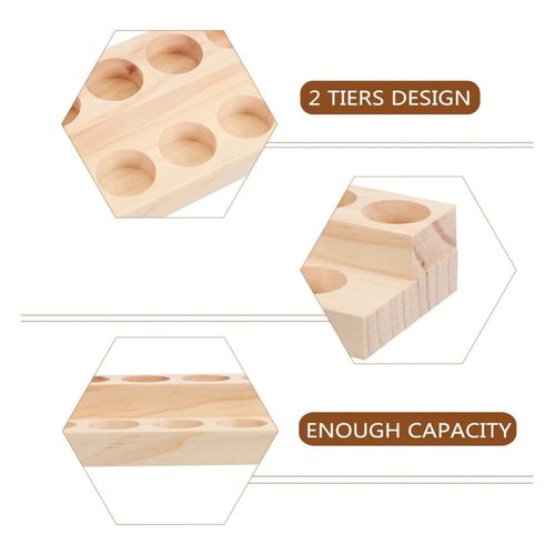 LONG TAO 2 Pcs Wooden Essential Oil Display Stand 2 layer Tabletop Essential Oils Perfume Storage Racks Oil Bottles Holder Essential Oil Organizer Nail Polish Shelf for Organizing Displaying
