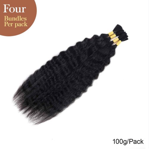 RLHAIR Wet and Wavy Human Braiding Hair Super Wave Bulk Human Hair For Braiding No Weft 100g (1Pack-4PCS) Super French Human Braiding Hair For Boho Braids (Super Wave（#1b）, 16 Inch)