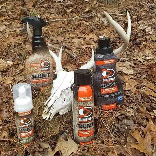 Elimishield Starter Kit: Scent Control for Hunting (Laundry Detergent, Body Foam Sanitizer, Hair and Body Wash, and Spray),BELM0428