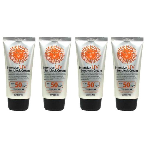 3W Clinic Intensive UV Sunscreen Sunblock Cream 4 Pack SPF50+ / PA+++ 70ml (2.3oz)