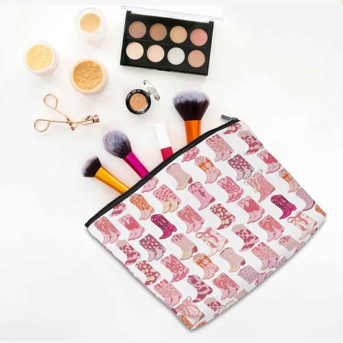Western Makeup Bag Western Gifts for Women Western Stuff Country Girl Gifts Cowgirl Gifts Boots Gifts Pink Cowboy Boots Gifts Birthday Christmas Friend Gifts Western Cosmetic Bag