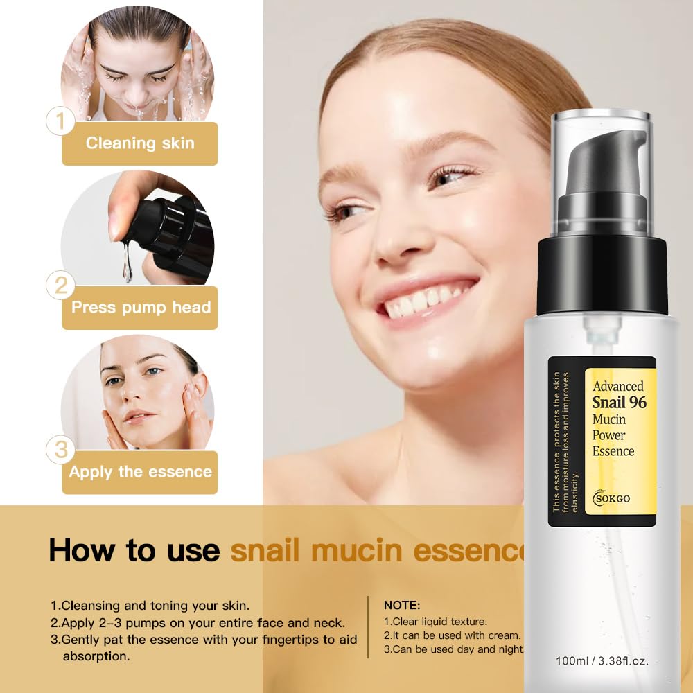 Professional Snail Mucin Serum, Intensive Hydration and Repair for Healthy Skin